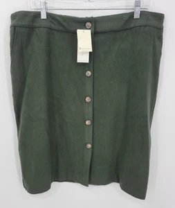 Skies are Blue Skirt Womens Plus 1X Green Corduroy Button Front Pockets Academia - Picture 1 of 10