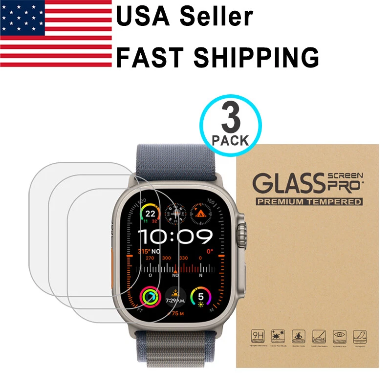 3PCS Full Tempered Glass Screen Protector For Apple iWatch Ultra 2 49mm - Image 1 of 1