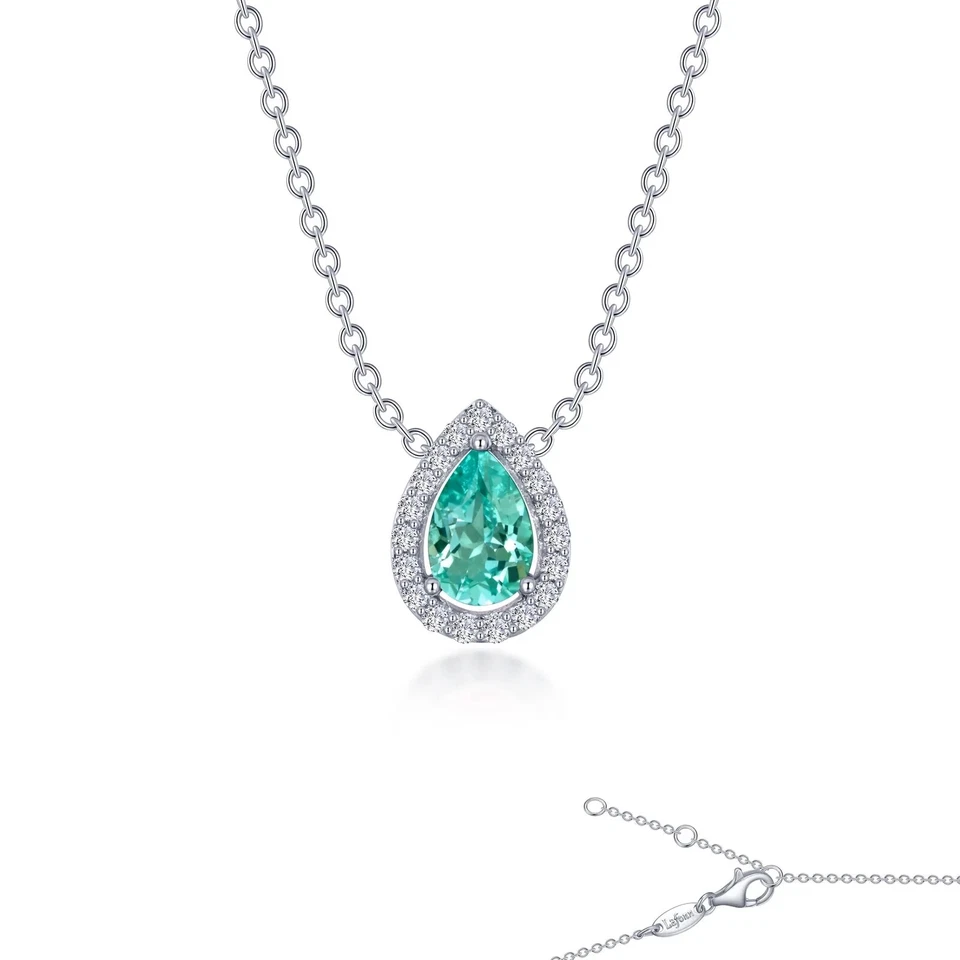 BRAND NEW Lafonn Platinum Plated Pear-Shaped Halo Pendant Necklace SYN008GP18 - Image 1 of 1
