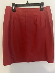 Vintage Red Leather Henri Bendel Skirt Size 10 - Picture 1 of 10
