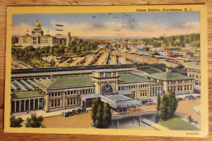 Postal Union Train Station Providence Rhode Island RI PC 1944 Curteich - Imagen 1 de 1