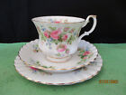 Royal Albert. Moss Rose. Tea Cup Trio. Made In England. Green Base Stamp.
