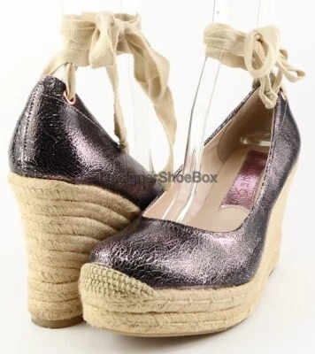 $110 BOUTIQUE 9 MARCELLO Rosa Claro Púrpura Diseñador Plataforma Envolvente Cuña 10 Foto 1 de 4