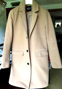 Boohoo Man Long Coat Mens Tan Wool Blend Overcoat sz medium - Picture 1 of 6