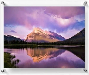 Clear Acrylic Wall Mount Floating Frameless Double Panel Picture Frame: 16 Sizes - Picture 1 of 37