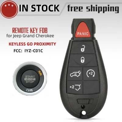 NEW KEYLESS GO PROXIMITY Remote Key Fob For 2012 Jeep Grand Cherokee IYZ-C01C - Image 1 of 4