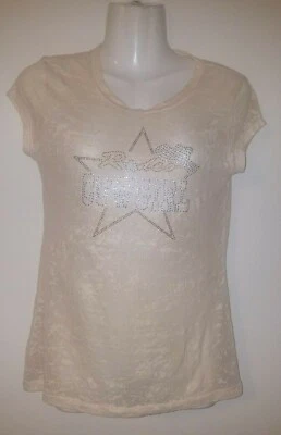 Zenana Outfitters Women's T-Shirt Large Cream Short Sleeve V-Neck Burnout Rodeo - Image 1 of 4