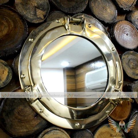 Vintage Handmade Brass Round Ship Boat Window Home Wall Decor Porthole Mirror Cover