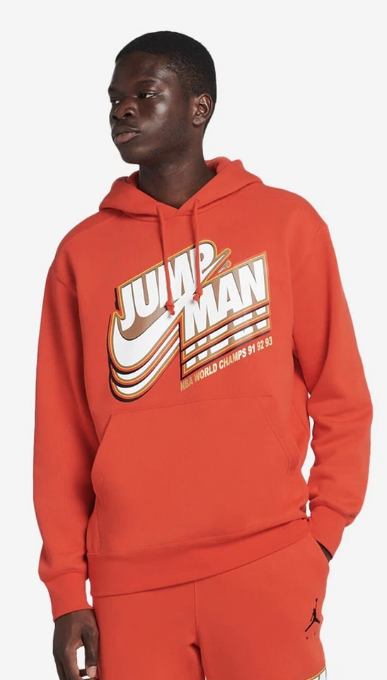 Nike Air Jordan Jumpman NBA World Champs Hoodie Chile Red DC9604-673 Men's XXL