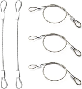 Stainless Steel Cable with Loops, Vinyl Coated Wire Rope Lanyard Lock Security C - Picture 1 of 7
