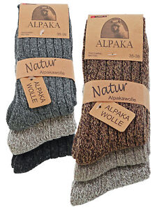 - Alpaka Socken Wollsocken Outdoorsocken warm - 3 Paar verschiedene Farben