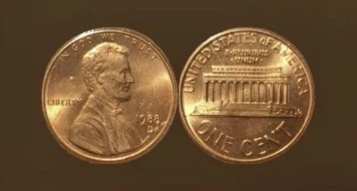 1988 D  Lincoln Memorial Cent M.S. W/ Reverse Die Crack - Image 1 of 4
