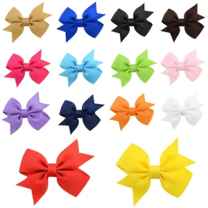 2" Inch Baby Hair Bow Girls Kids Ribbon Alligator Clip School Pin Cute Accessory - Picture 1 of 15