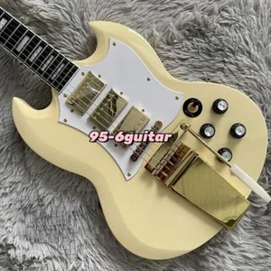 White Jimi Hendrix SG Custom Electric Guitar 3H Pickups Tremolo Gold Hardware - Picture 1 of 8