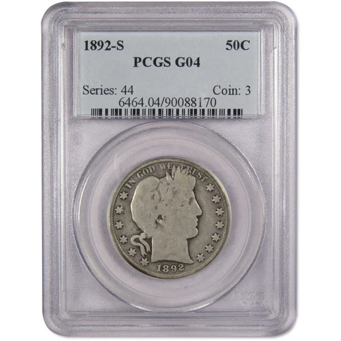 1892 S Barber Half Dollar G 4 PCGS 90% Silver 50c SKU:IPC5888 Cover