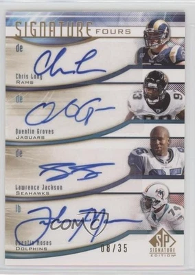 2009 SP Signature Edition Fours /35 Chris Long Quentin Groves Moses #F-MLJG Auto - Image 1 of 2