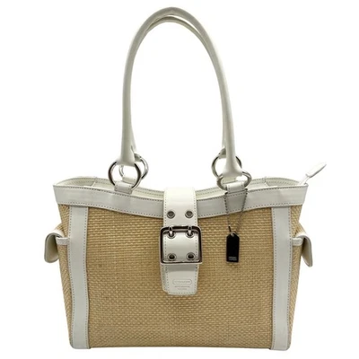 Bolso de Hombro Coach Vintage Legacy Paja Rafia Y Cuero M7904 Foto 1 de 4