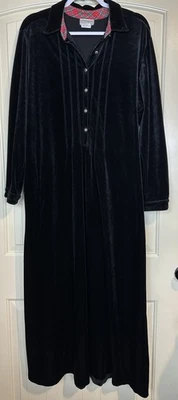 Винтажное черное велюровое макси-платье с длинным рукавом Coldwater Creek Whimsigoth Academia XL - Изображение 1 из 4