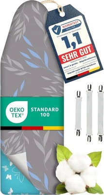 SMART&GENTLE Bügelbrettbezug 120x40, Made in Germany, ÖKOTEX Baumwoll-Polsterung, Thermorefle