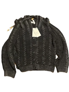 H&M X Glenn Martens Cardigan In Zopfstick Schwarz Gr. XS - Bild 1 von 1