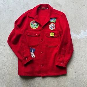 Herren Vintage 80er Boy Scouts of America Rot Wolle Offiziell Patched Jacke Gr. L - Bild 1 von 7