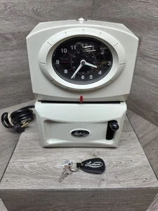 Lathem 1221 Manual Punch Card Time Clock Electric Works! With Keys Free Shipping - Picture 1 of 10
