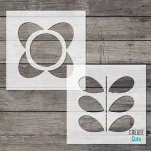 Stem and Flower 2 STENCILS / Kitchen Bathroom Wall Floor Tile Stencil - Picture 1 of 2