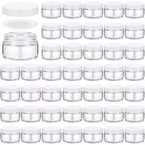 Domensi 60 Pcs 1oz Glass Jars with Lids Bulk (Clear, White Lid) - Picture 1 of 6
