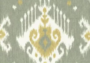 3 Yds Magnolia Home Fabric Christine Bray Gray Gold Ikat Drapery Upholstery - Picture 1 of 2
