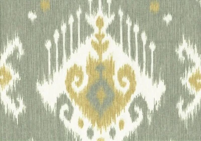 5 Yds Magnolia Home Fabric Christine Bray Gray Gold Ikat  Drapery Upholstery  - Image 1 of 2
