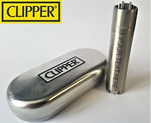 CLIPPER Engraved SILVER METAL Personalised Lighter Birthday Christmas Gift - Picture 1 of 9