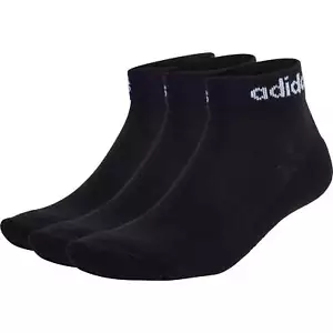 adidas Cushioned Linear 3 Pack Ankle Training Socks Black Gym Ankle Length - Picture 1 of 1