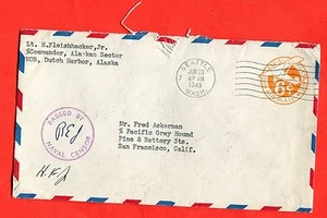 World War 2/WW2 - USA - US Navy 23/06/1943 Air Mail from SEATTLE (382-d76) - Picture 1 of 2