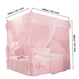 Luxury Princess 3 Side Openings Post Bed Curtain Canopy Netting Net Bedding - Picture 1 of 3