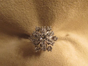 N.O.S. Vintage Damenring Sterlingsilber großer Cluster klar Zirkonia - Bild 1 von 9