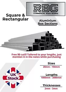 ALUMINIUM RECHTECKIG & QUADRATISCH BOX ABSCHNITT 1000 mm-3000 mm metrisch kostenlose UK-Lieferung - Bild 1 von 24