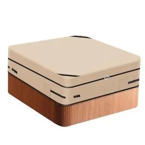 Square Hot Tub Cover - Heavy Duty 600D Polyester Waterproof 85x85x20inch Beige