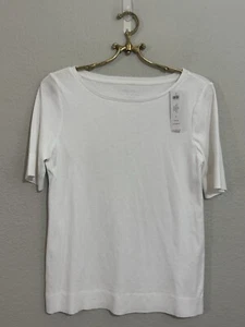 Chicos The Ultimate Tee Size 1 Medium White Short Sleeves Stretch Classic Casual - Picture 1 of 3