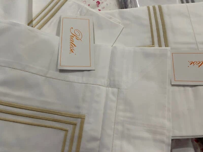 Funda nórdica Pratesi Italia $3075 nueva con etiquetas 3 piezas Queen bordado 3 líneas beige piel de ángel Foto 1 de 4