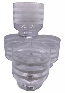 Set of 4 Pier One Juice Glasses Stackable 3” Clear Glass with White Bands Stripe - Picture 1 of 10