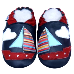 Jinwood Soft Sole Leather Baby Shower Shoes Infant Children Kid BoatNavy 12-18M  - Picture 1 of 4
