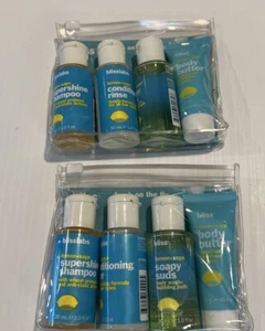 LEMON + SAGE Bliss BlissLabs 4-Piece Travel Hair and Body Set Lot of 2 zip bag - Picture 1 of 7