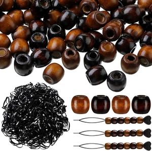 663 Pieces Wooden Hair Beads Set Including 160 Barrel Wood Beads European Wood - Picture 1 of 11