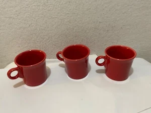 Fiesta Scarlet Tom and Jerry Ring Handle Homer Laughlin USA Set of 3 Mugs Cups - Picture 1 of 6