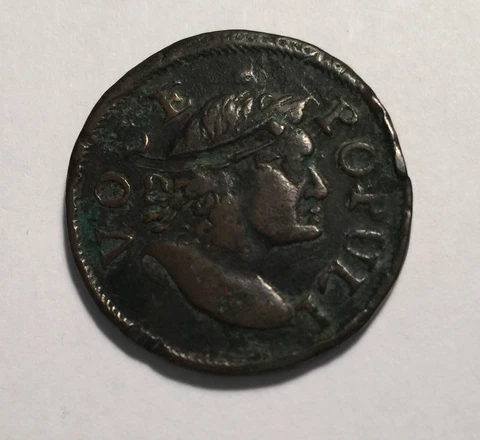1760 Voce Populi 1/2 Penny (#6203) VF Great Detail. Some Porosity.  "0" in Date Cover