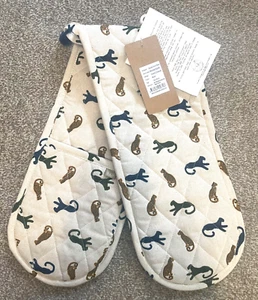 Organic Recycled RAINE & HUMBLE Double Oven Glove set GIFT Big Cat Cheetah - Picture 1 of 2