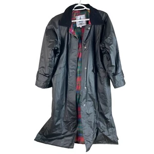Misty Harbor Long Trench Rain Jacket Womens Petite Medium Flannel Lined *read - Picture 1 of 10