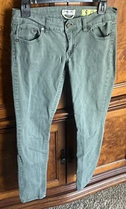 Indigo Rein Jeans Skinny Leg Stretch Low Rise Olive Green Size 9 Juniors 29x27 - Picture 1 of 3