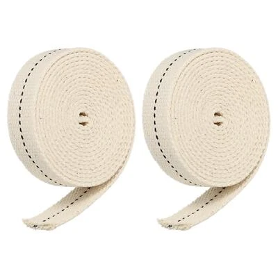 Algodón Aceite Lámpara Mecha 7/8" Ancho 2M Largo con Negra Puntada, 2 Rollos - Imagen 1 de 4