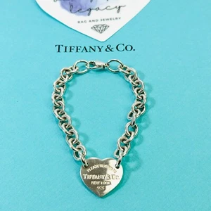 Tiffany & Co. Auténtico brazalete Please Return to Heart Tag de plata de ley 925 - Imagen 1 de 15